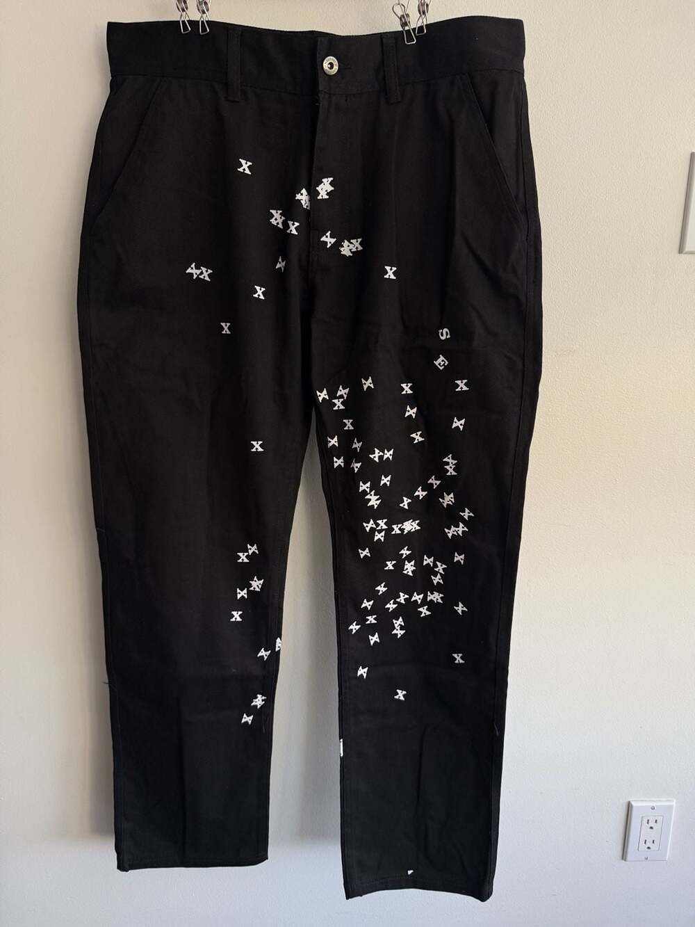 Pleasures Now Black All-Over Print Pants Trousers